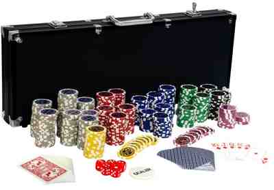 500 Pokerset mit Alu Koffer Standard Pokerkoffer Poker Silber Jetons Chips Set # 