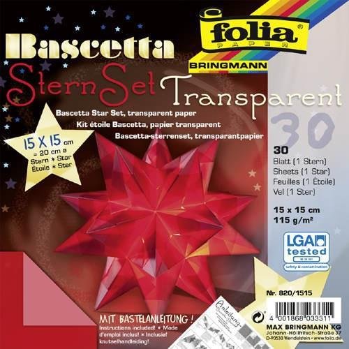 Folia Bascetta Stern Transparent Rot 15x15 Cm Gunstig Kaufen