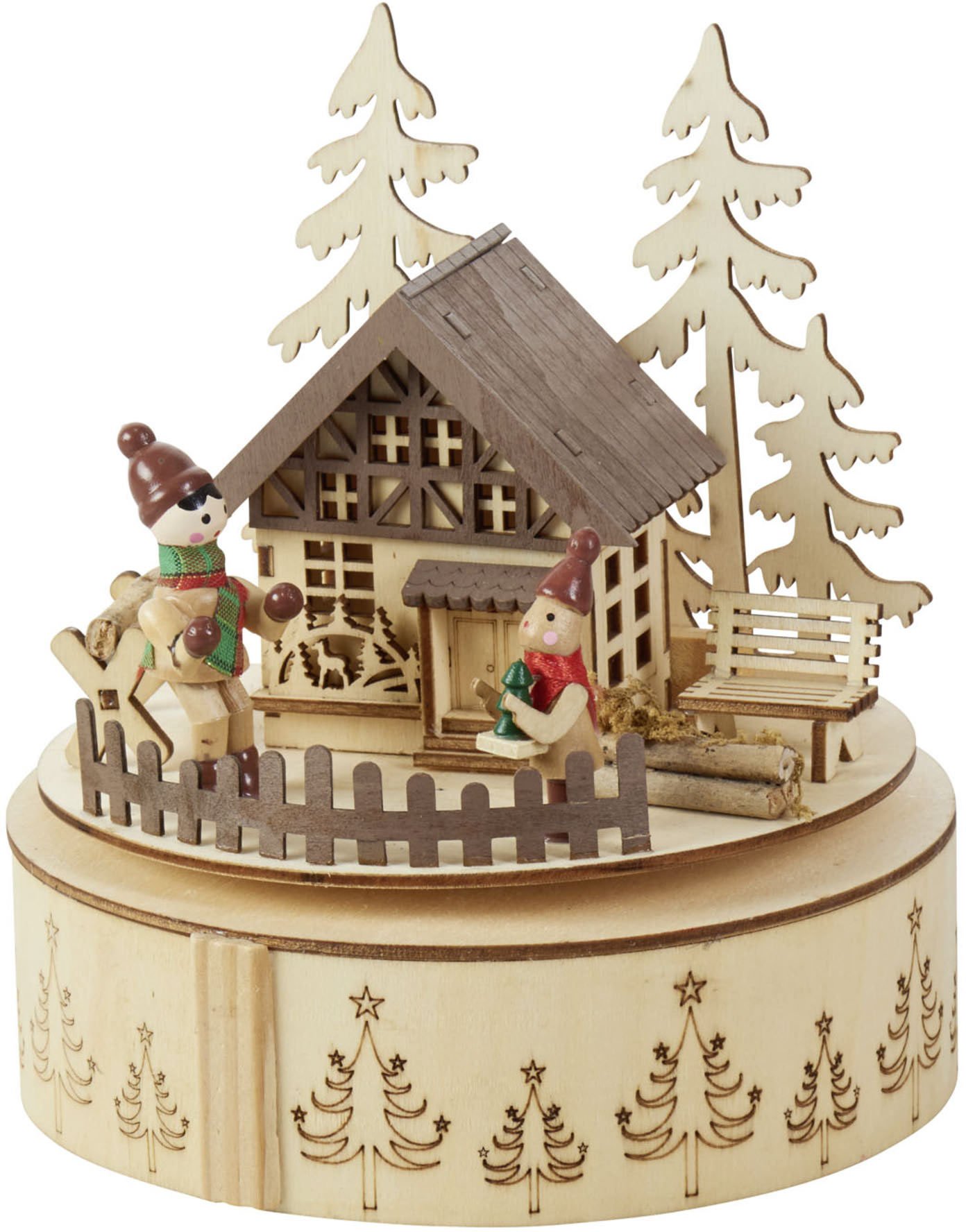 Vimoer Mini-Spieluhr aus Holz Kurbel Weihnachtsgeschenk zur Dekoration von Musik-Box Handwerkskunst Melody