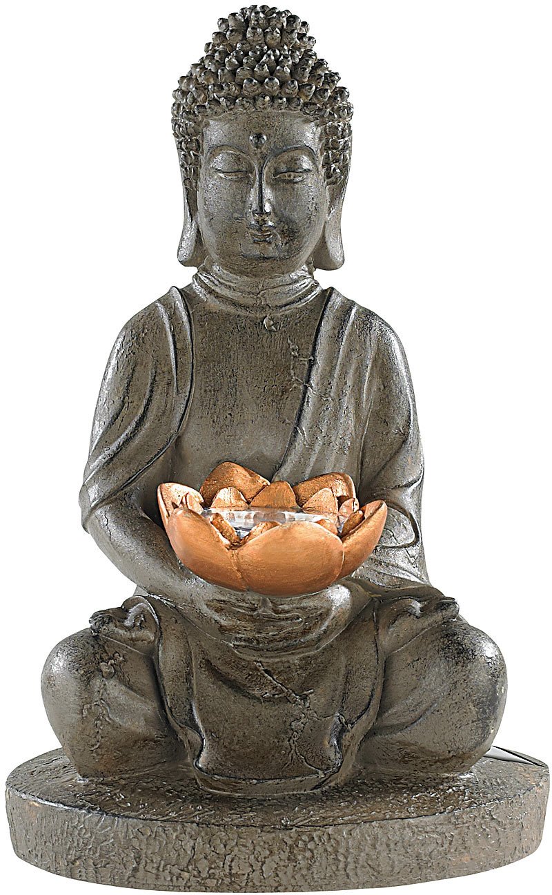 Sharplace Sandstein Sitzend Buddha Figur Fengshui Deko f/ür Wohnung Garten Haus